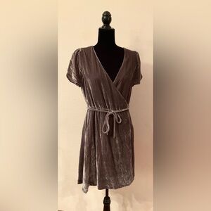 Madewell Gray Velvet Wrap Dress